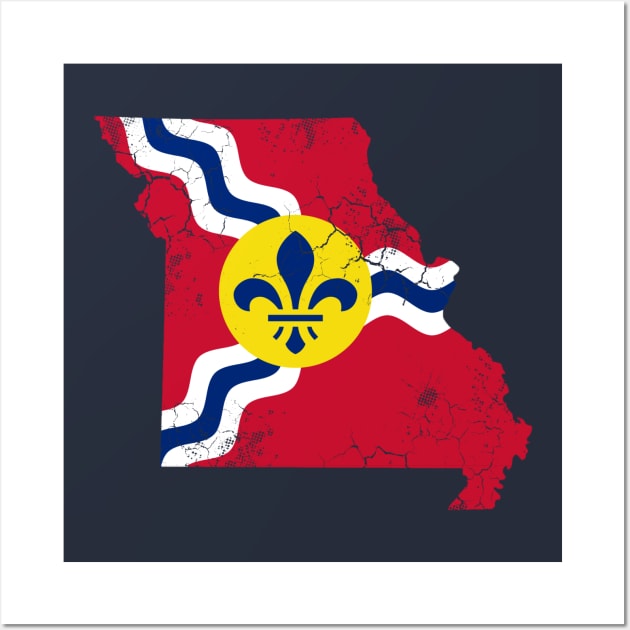 St Louis Flag Missouri Map Wall Art by E